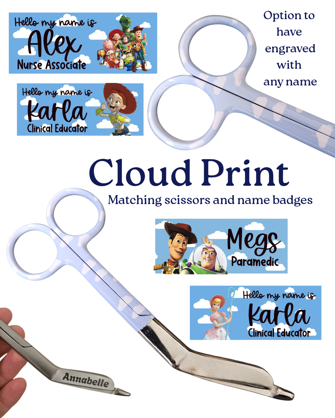 Nurse medical personalised scissors, scissors for midwife, doctor, paramedic, student nurse, student midwife, nurse daisys scissors set