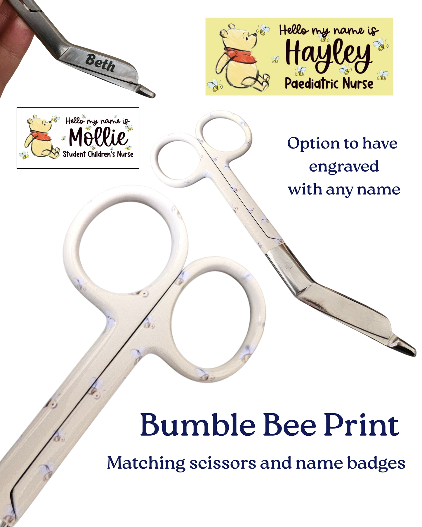 Nurse medical personalised scissors, scissors for midwife, doctor, paramedic, student nurse, student midwife, nurse daisys scissors set