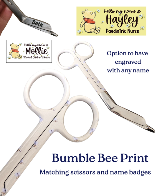 Nurse medical personalised scissors, scissors for midwife, doctor, paramedic, student nurse, student midwife, nurse bees scissors set