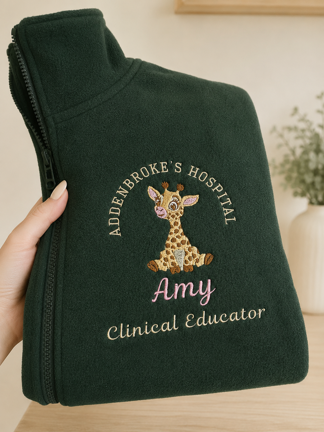 Personalised Green Full Fleece, Embroidered Workwear