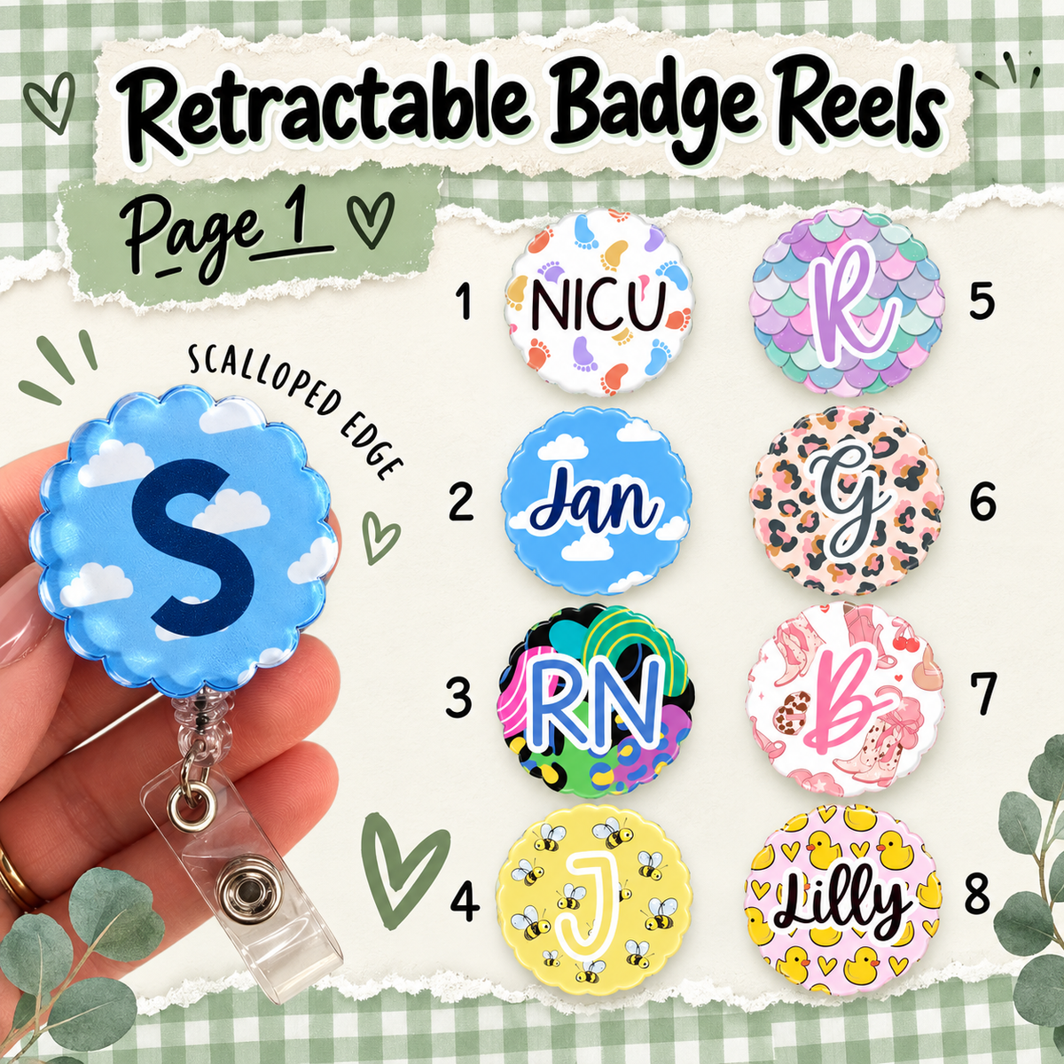 Retractable badge reel, printed badge reel for ID card, nurse, student nurse, midwife, midwifery student, doctor, healthcare personalised badge reel